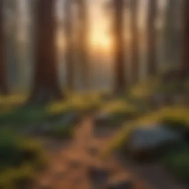 Breathtaking views of the forest landscape at sunrise