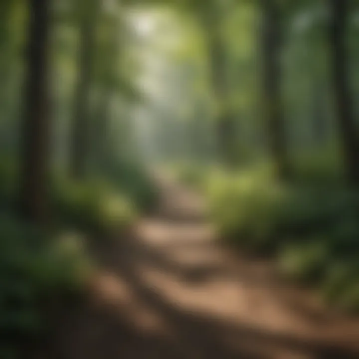 A serene trail winding through dense woods in Shawnee National Forest.