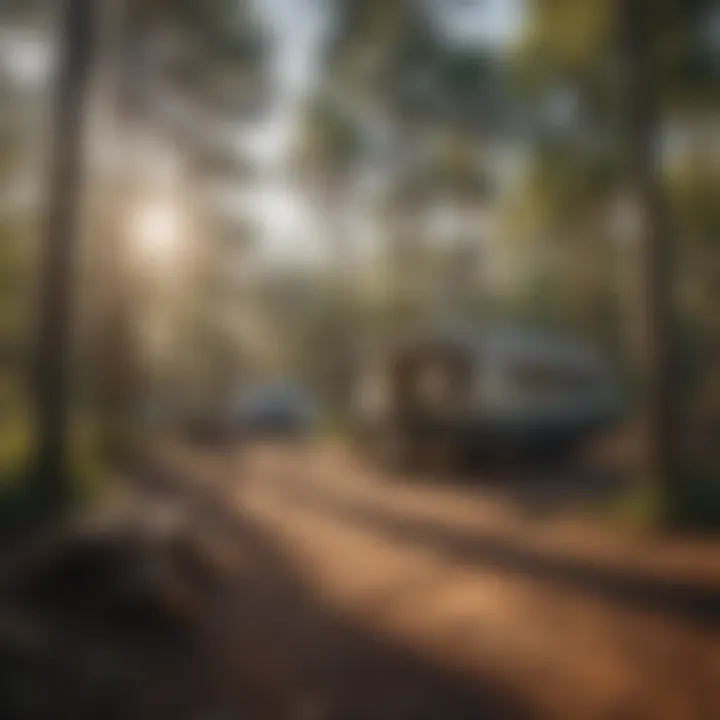 Campsite equipped with modern amenities and surrounded by nature