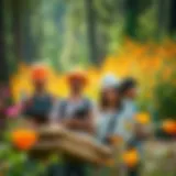 Vibrant outdoor job scene showcasing young professionals engaging in various tasks