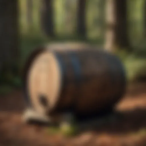 A vintage barrel used for aging Stump Hole Whiskey