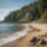 Vibrant summer beach scene in York, Maine