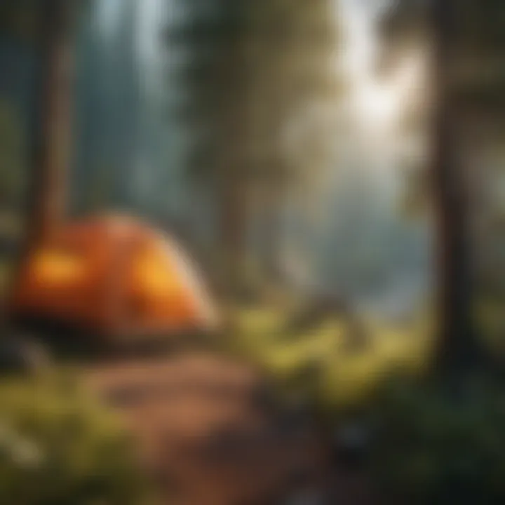 A picturesque campsite nestled in a lush forest