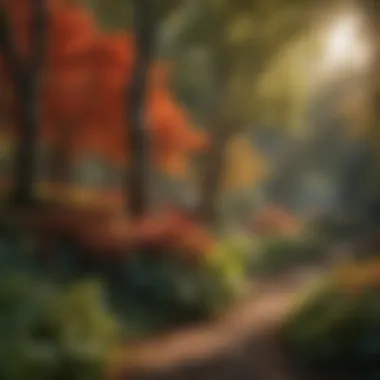 A lush garden filled with various plants displaying an array of colorful leaves.