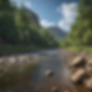 The Tranquility of the Animas River A serene view of the Animas River flowing through a lush valley