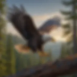 A majestic bald eagle soaring through the sky