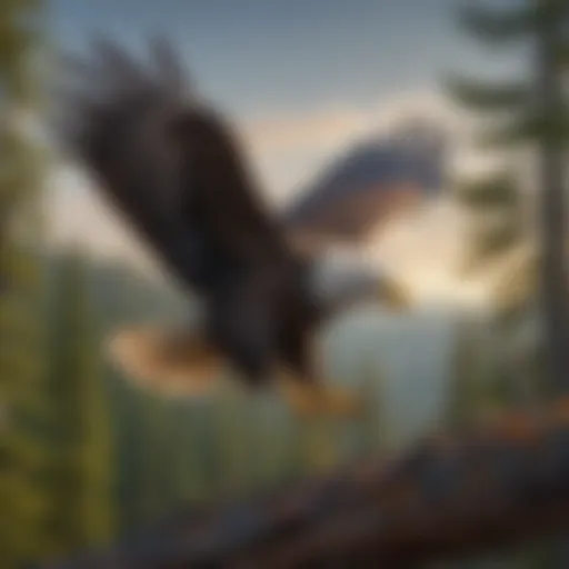 A majestic bald eagle soaring through the sky