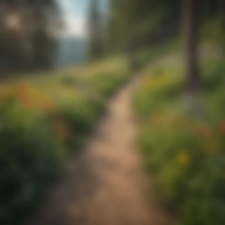 Vibrant wildflowers along a hiking path