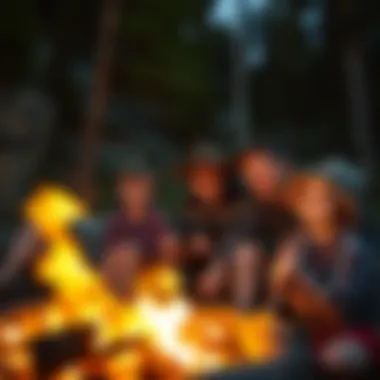 A family enjoying a campfire under the stars at a Black Hills campground.