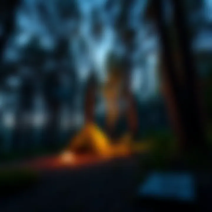 A scenic view of a serene campsite surrounded by lush pine trees in Black Hills.