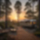 Serene view of a Mississippi Gulf Coast campground at sunset