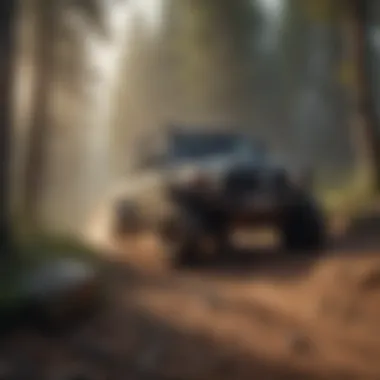 Thrills of Off-Road Exploration Off-road vehicles navigating rugged terrain, showcasing adventure.