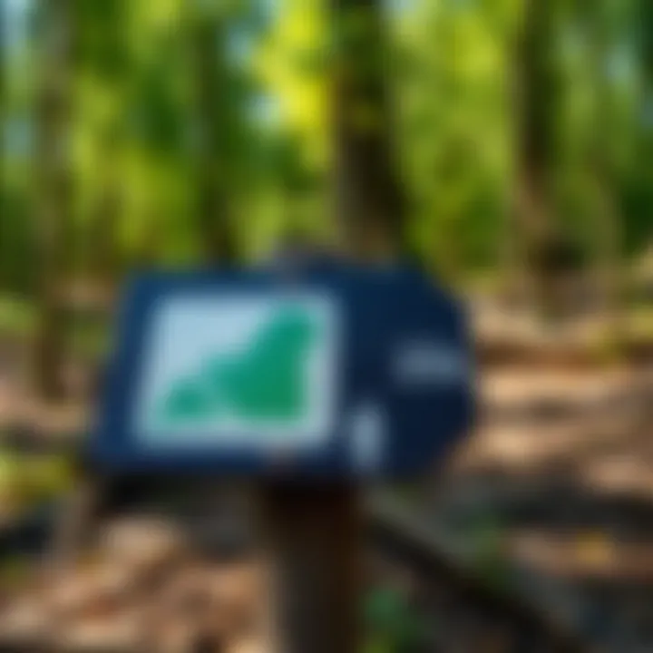 Navigating Nature: Exploring Hiking Trails Trail sign indicating various hiking paths through a national park