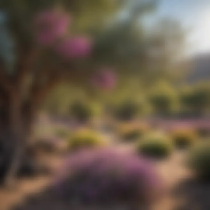 Vibrant desert Willow tree in bloom with colorful flowers