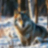 Gray Wolf in Its Natural Habitat A majestic gray wolf in a snowy landscape