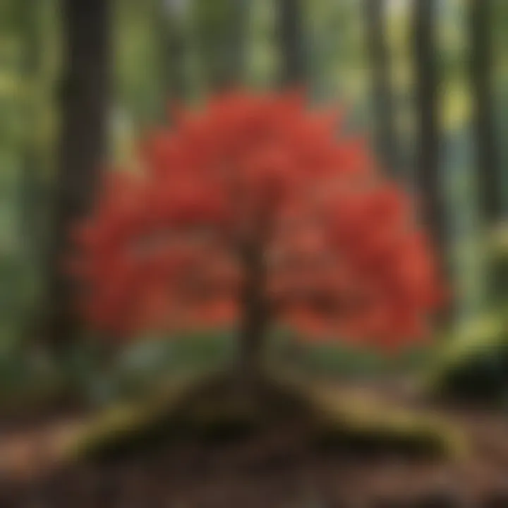 Dwarf red buckeye tree integrated into a woodland ecosystem