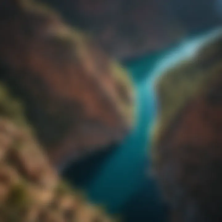 Aerial view of the Flaming Gorge showcasing its stunning turquoise waters and surrounding cliffs.