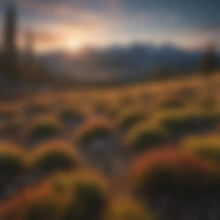 A panoramic view of the Sawtooth Mountains during sunrise