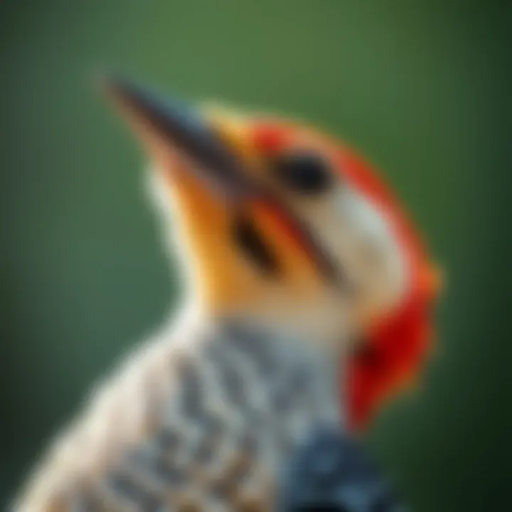 Close-up of a woodpecker's distinctive beak and plumage