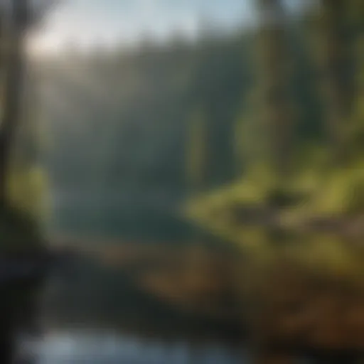 A serene view of Lena Lake surrounded by lush forests