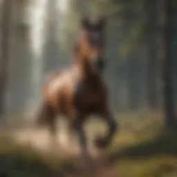 A majestic wild horse galloping across a vast open plain, embodying freedom and strength.