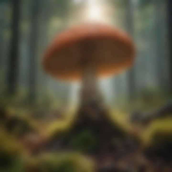 Illustration depicting the ecological role of turkey head mushrooms in forest ecosystems