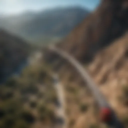 Aerial view of the Palm Springs Aerial Tramway with San Jacinto Mountains in the background