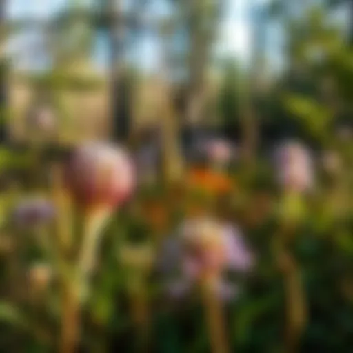 A panoramic view of the Pine Hill Trail showcasing diverse flora.