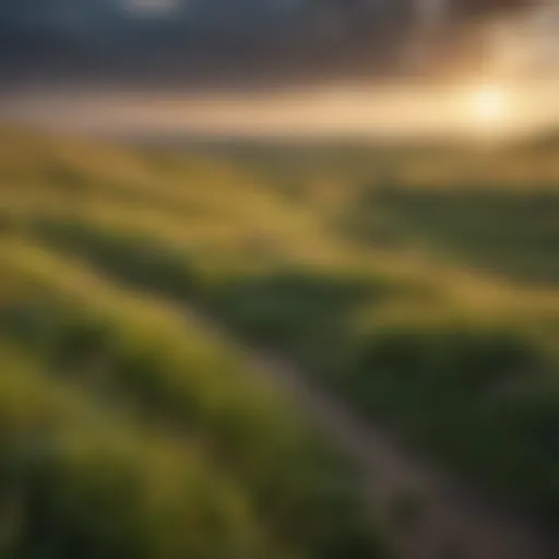 A panoramic view of Nebraska's grassland ecosystem showcasing lush green fields and wildflowers.