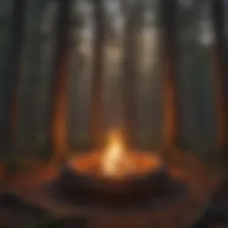 A serene fire ring surrounded by trees in a national park