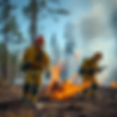 Firefighters conducting controlled burns as part of forest management strategy