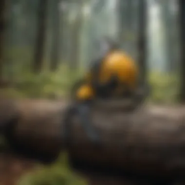 Safety Measures and Best Practices in Forestry Safety equipment and best practices displayed alongside weaver climbing spurs in a forest setting.
