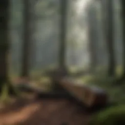 Historic two-person crosscut saw in a woodland setting