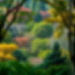 A vibrant urban forest showcasing a diverse range of tree species