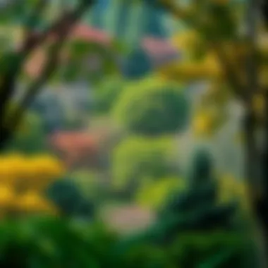 A vibrant urban forest showcasing a diverse range of tree species