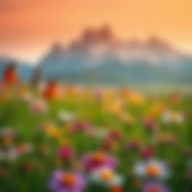 Vibrant Wildflower Meadow A vibrant meadow filled with wildflowers in the shadow of the Tetons