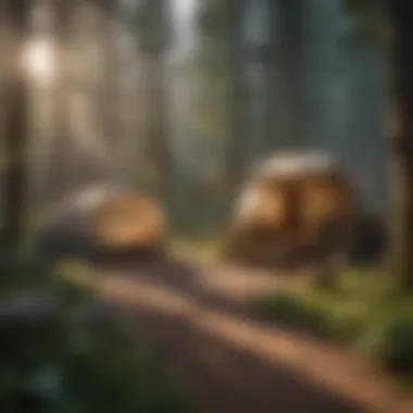 A Tranquil Trailhead Campsite Experience Serene trailhead campsite surrounded by towering trees