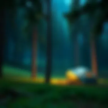Majestic forest landscape with serene campsite