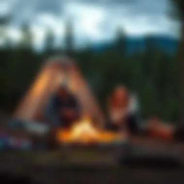 Campers enjoying a peaceful evening around the fire