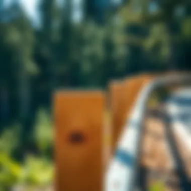 Sustainable Materials for Guardrail Construction Close-up of sustainable wood material used for guardrail posts