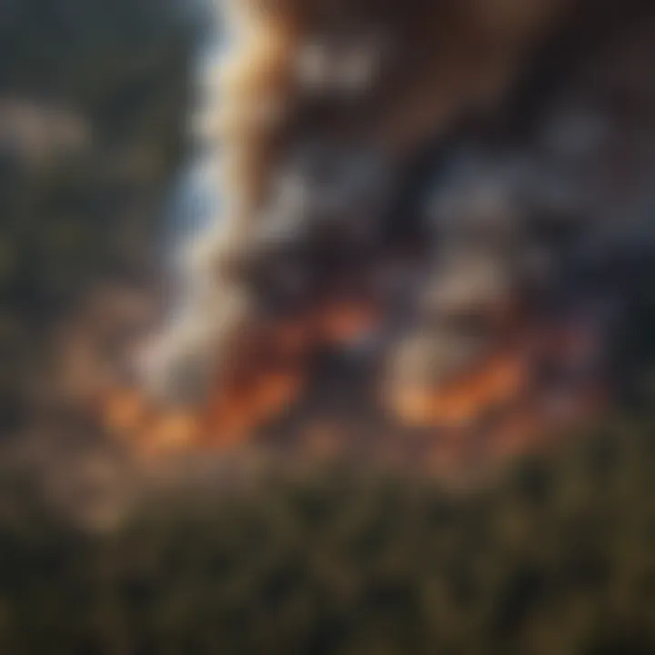 Aerial view of wildfire impact on California landscape