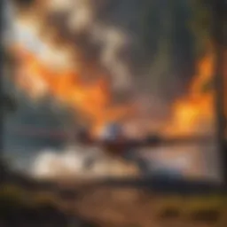 Fire tanker aircraft in action during wildfire suppression