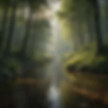 Interconnectedness of Freshwater and Terrestrial Ecosystems A serene landscape showcasing the interconnectedness of freshwater and terrestrial environments.
