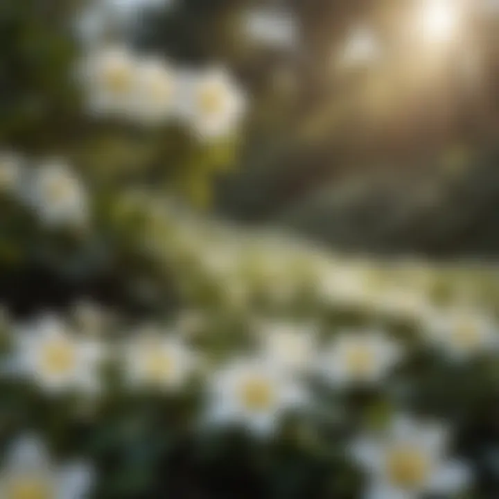 A garden filled with blooming gardenias and various bee species