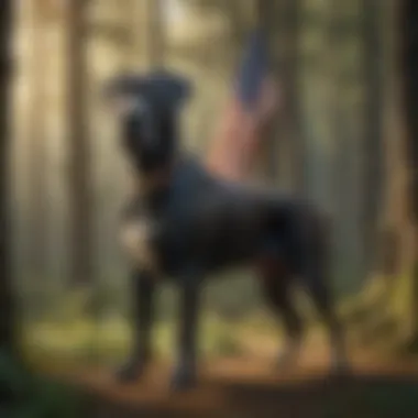 Great Danes Through History with the Flag Historical representation of Great Danes alongside the flag