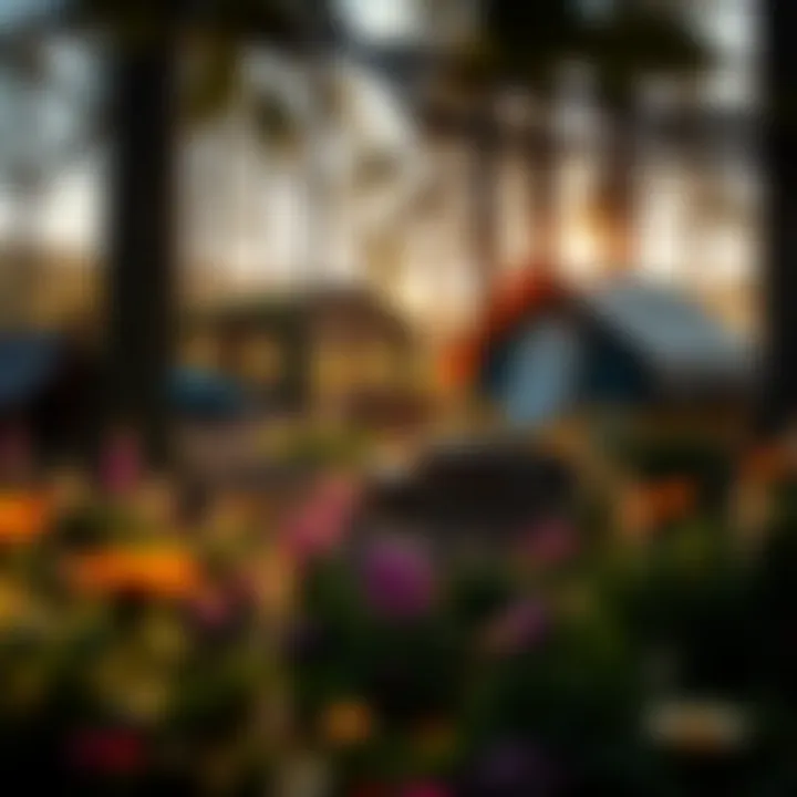 Campsite nestled among diverse flora