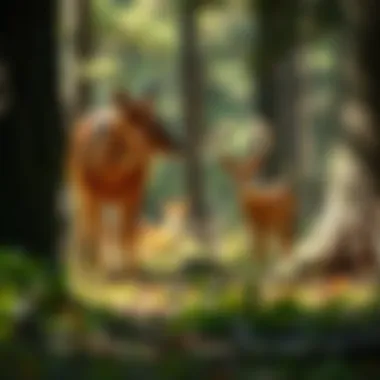 Wildlife in the forest near camping area