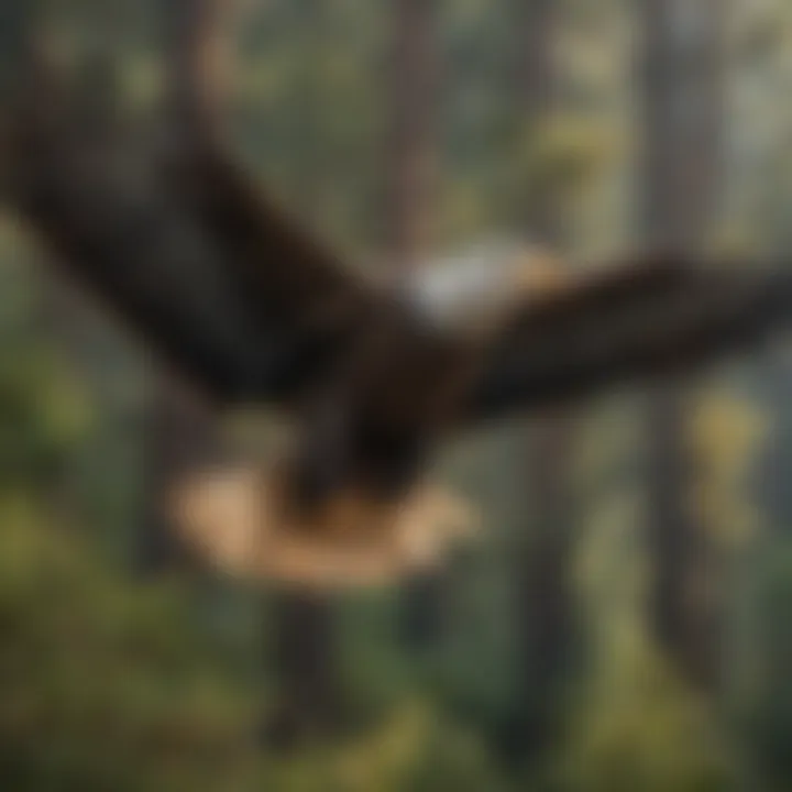 A majestic Bald Eagle soaring over California's coastline