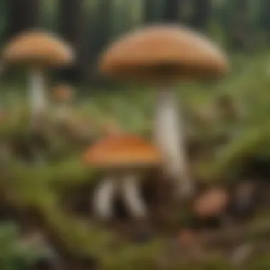 Diverse Species of Lawn Mushrooms Variety of lawn mushrooms displaying different shapes and colors