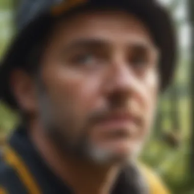 A conservationist examining a bumblebee habitat